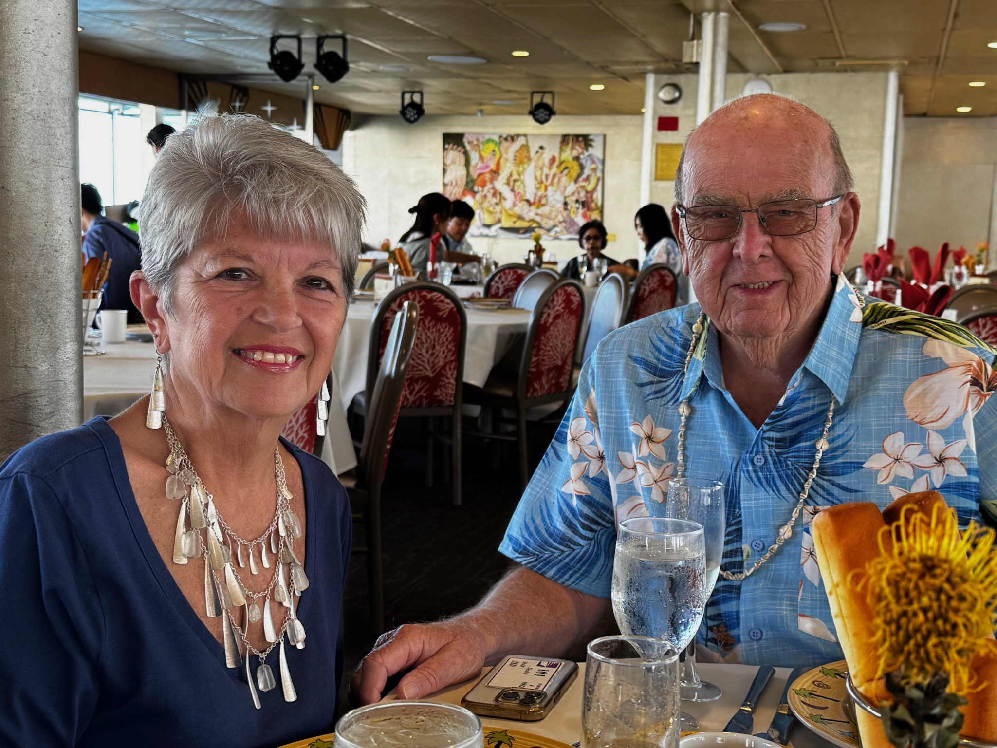 Photo of Karen and Don at a restaurant